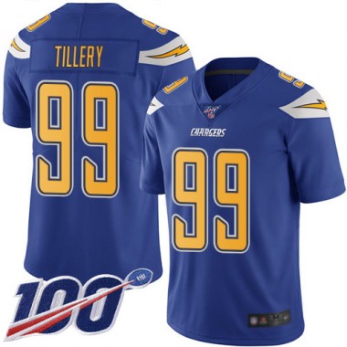 Los Angeles Chargers NFL Football Jerry Tillery Electric Blue Jersey Men Limited #99 100th Season Rush Vapor Untouchable